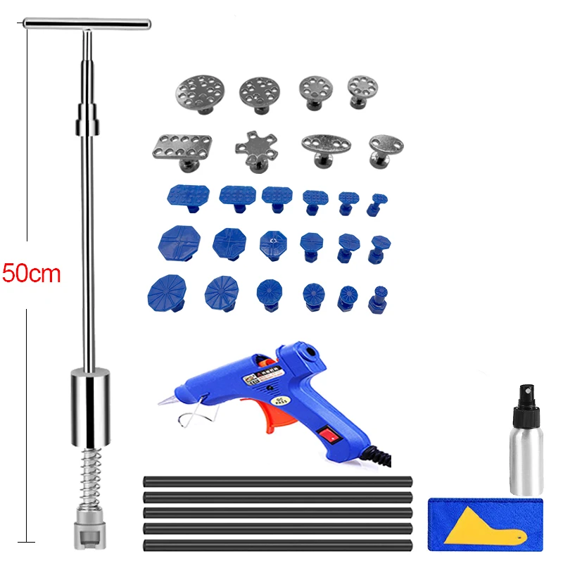 Car Paintless Dent Repair Tool Sheet Metal Kit Slide Reverse Hammer Suction Cup Auto Body Dent Removal Puller Set Car Tool Kit