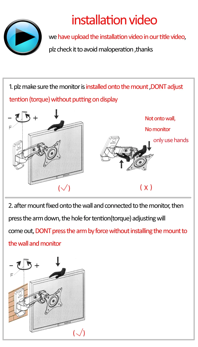 NB F120 17-27' Aluminum GS Gas Spring 360 Rotate Full Motion TV Wall Mount Bracket LCD Monitor Wall Mount Stand Screen Holder