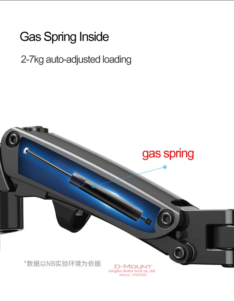 NB F120 17-27' Aluminum GS Gas Spring 360 Rotate Full Motion TV Wall Mount Bracket LCD Monitor Wall Mount Stand Screen Holder