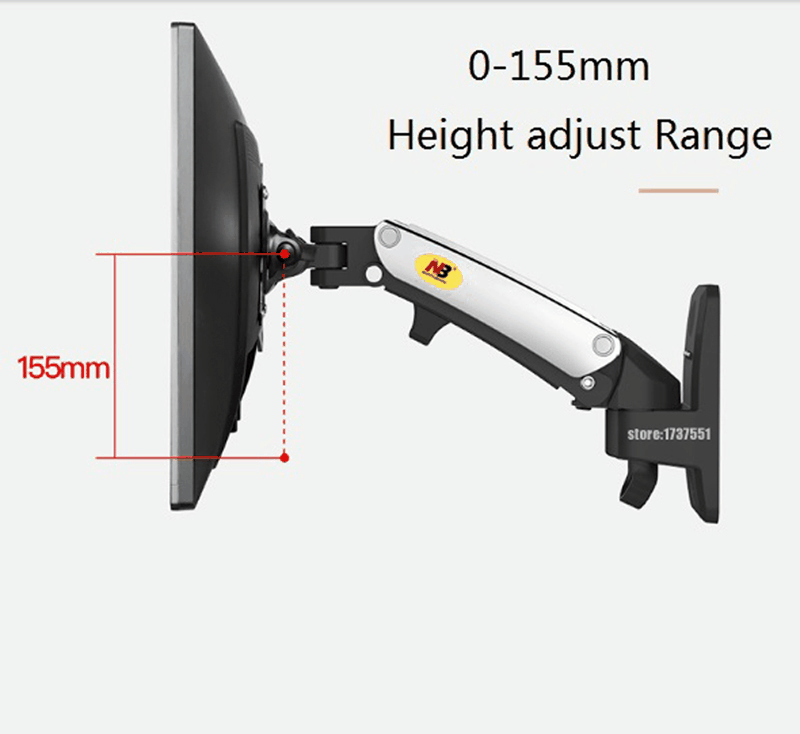 NB F120 17-27' Aluminum GS Gas Spring 360 Rotate Full Motion TV Wall Mount Bracket LCD Monitor Wall Mount Stand Screen Holder