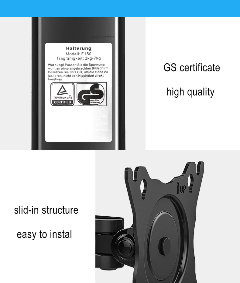 NB F120 17-27' Aluminum GS Gas Spring 360 Rotate Full Motion TV Wall Mount Bracket LCD Monitor Wall Mount Stand Screen Holder
