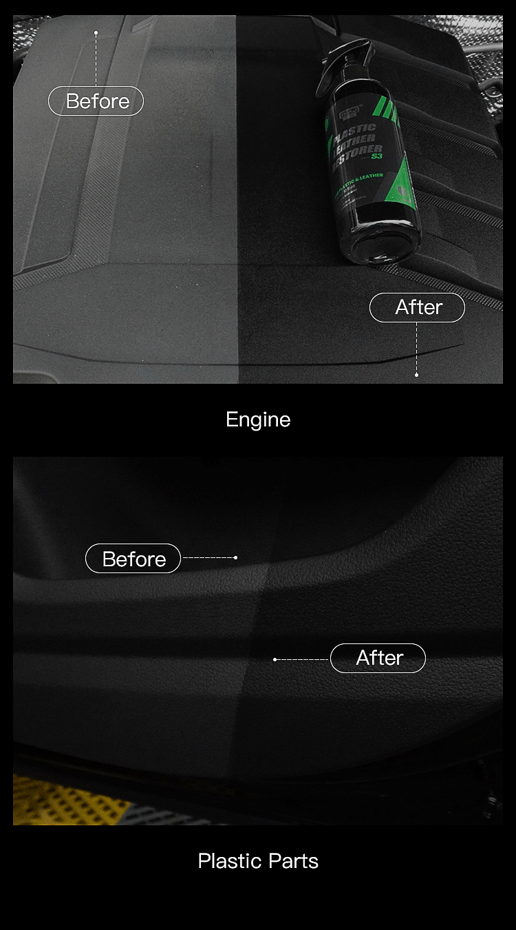 300ML Car Plastic Leather Restorer Renew Parts Polish Protect Coating Long Lasting Back To Black Gloss Interior Accessory S3