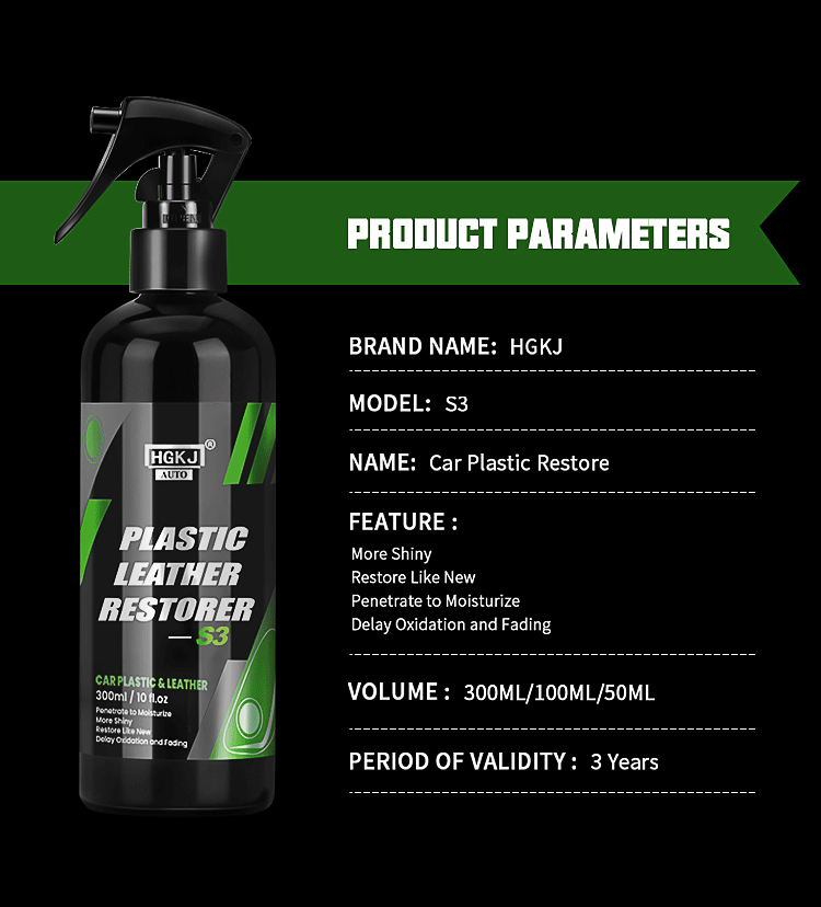 300ML Car Plastic Leather Restorer Renew Parts Polish Protect Coating Long Lasting Back To Black Gloss Interior Accessory S3