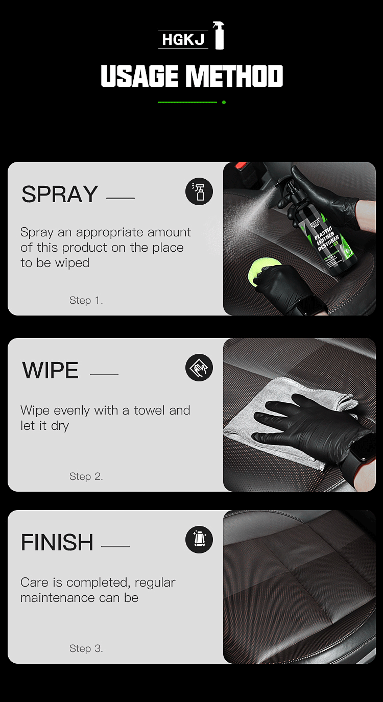 300ML Car Plastic Leather Restorer Renew Parts Polish Protect Coating Long Lasting Back To Black Gloss Interior Accessory S3