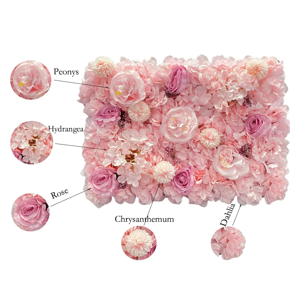Pink Silk Rose Flower Wall Artificial Flower For Wedding Decoration BabyShow Party Birthday Gift Home Backdrop Decor