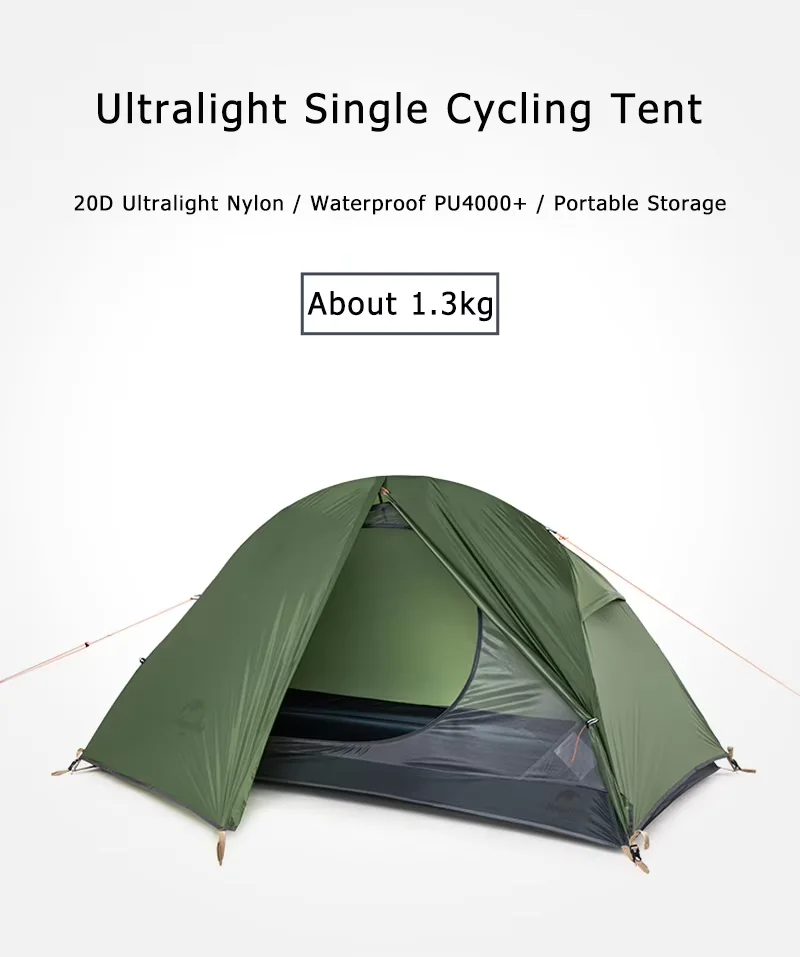 Naturehike Cycling Tent 1 Person Ultralight Outdoor 3 Season Waterproof 20D Nylon Tent Camping Hiking Backpacking Portable Tent