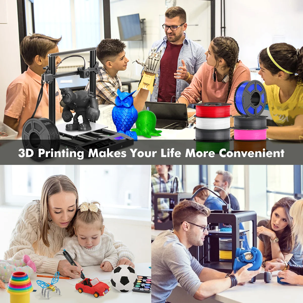 JAYO 3D Printer Filament PETG/PLA+/SILK/PLA/Marble/WoodTPU/ABS 2Roll 1.75mm Filament Environmental Material For 3D Pen & Printer