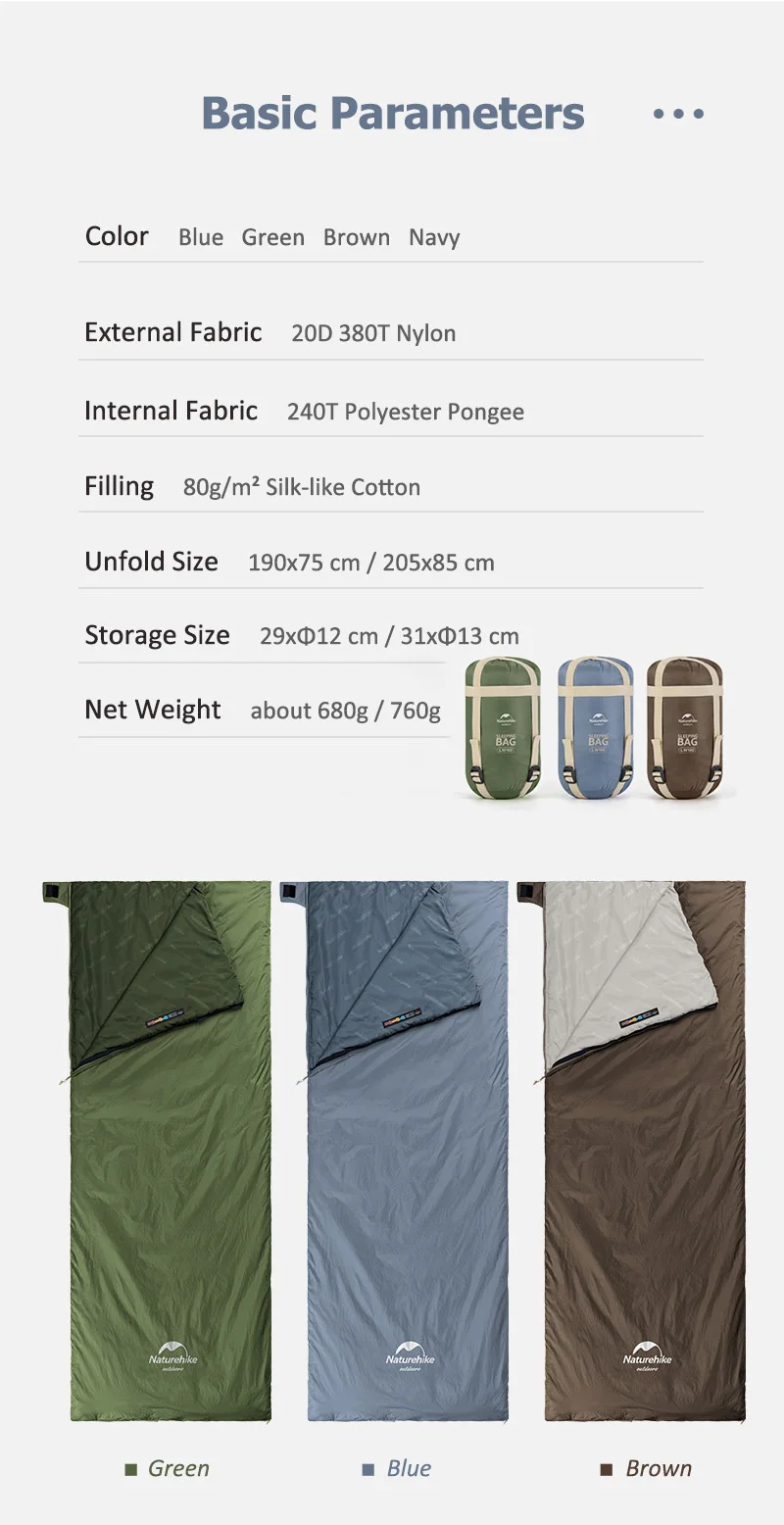 Naturehike Sleeping Bag Lightweight Mini LW180 Waterproof Cotton Sleeping Bag Nature hike Tourist Camping Sleeping Bag