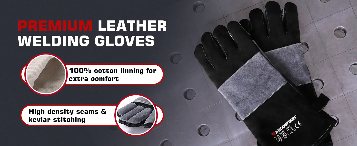 ARCCAPTAIN 16inch Welding Gloves Multifunctional Works Gloves Heat Resistant Mig/Stick/Tig Welder Welding Supplies Gloves