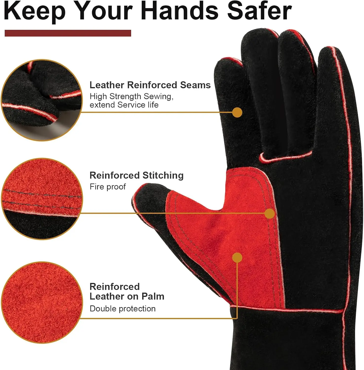 ARCCAPTAIN 16inch Welding Gloves Multifunctional Works Gloves Heat Resistant Mig/Stick/Tig Welder Welding Supplies Gloves
