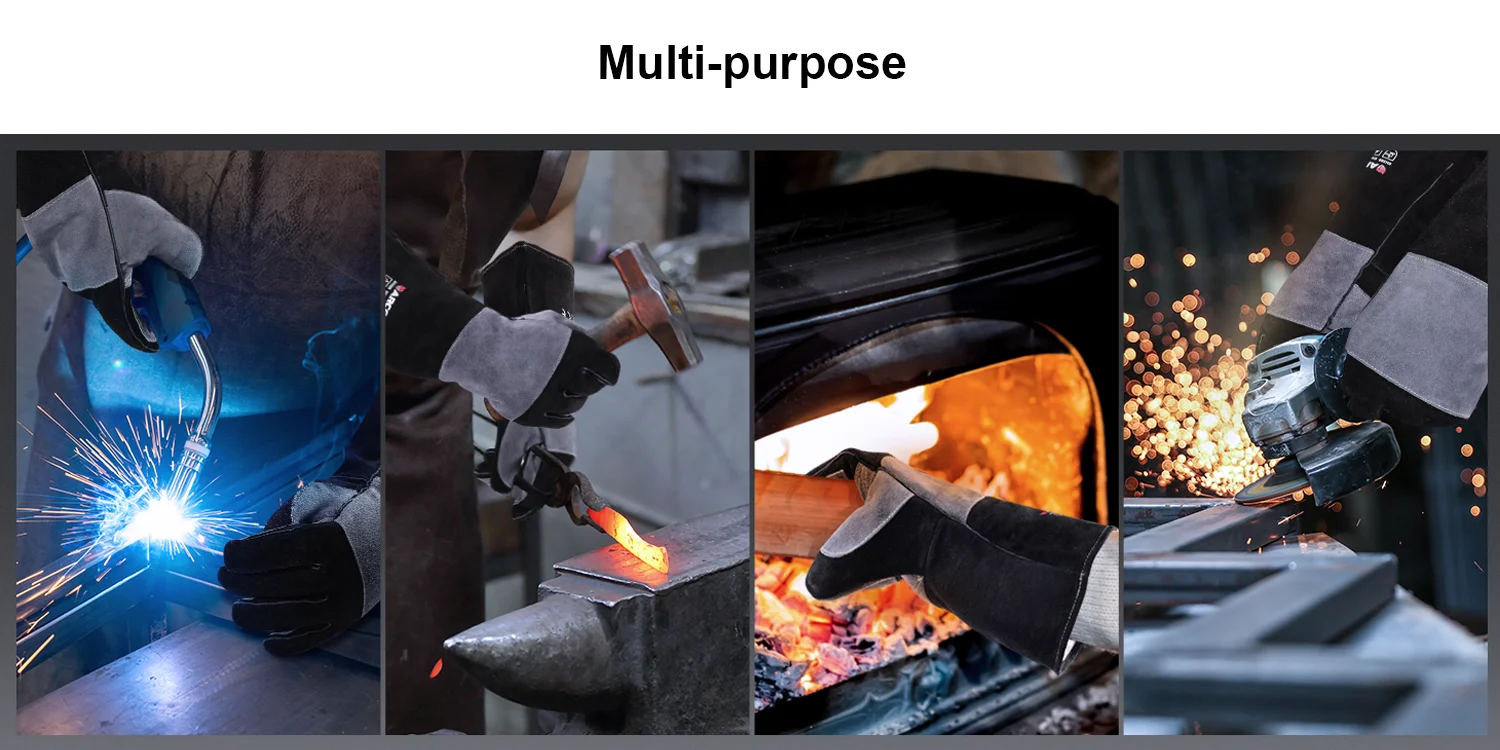 ARCCAPTAIN 16inch Welding Gloves Multifunctional Works Gloves Heat Resistant Mig/Stick/Tig Welder Welding Supplies Gloves