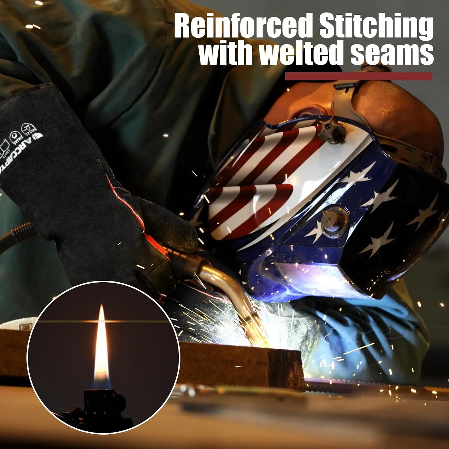 ARCCAPTAIN 16inch Welding Gloves Multifunctional Works Gloves Heat Resistant Mig/Stick/Tig Welder Welding Supplies Gloves