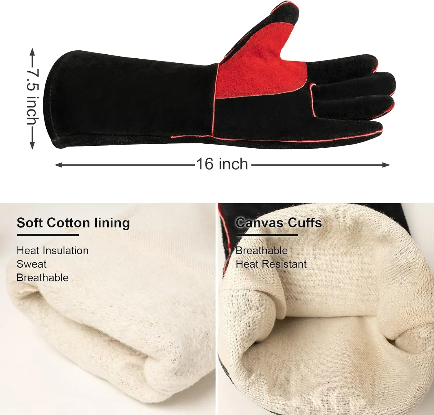 ARCCAPTAIN 16inch Welding Gloves Multifunctional Works Gloves Heat Resistant Mig/Stick/Tig Welder Welding Supplies Gloves