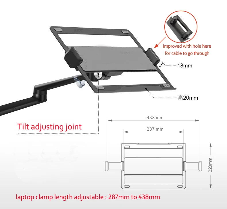 OL-3L OL-3T Aluminum Silver Ergonomics 10'-17' Desk Laptop Stand 32' Monitor Desktop Bracket Computer Mount Full Motion Column