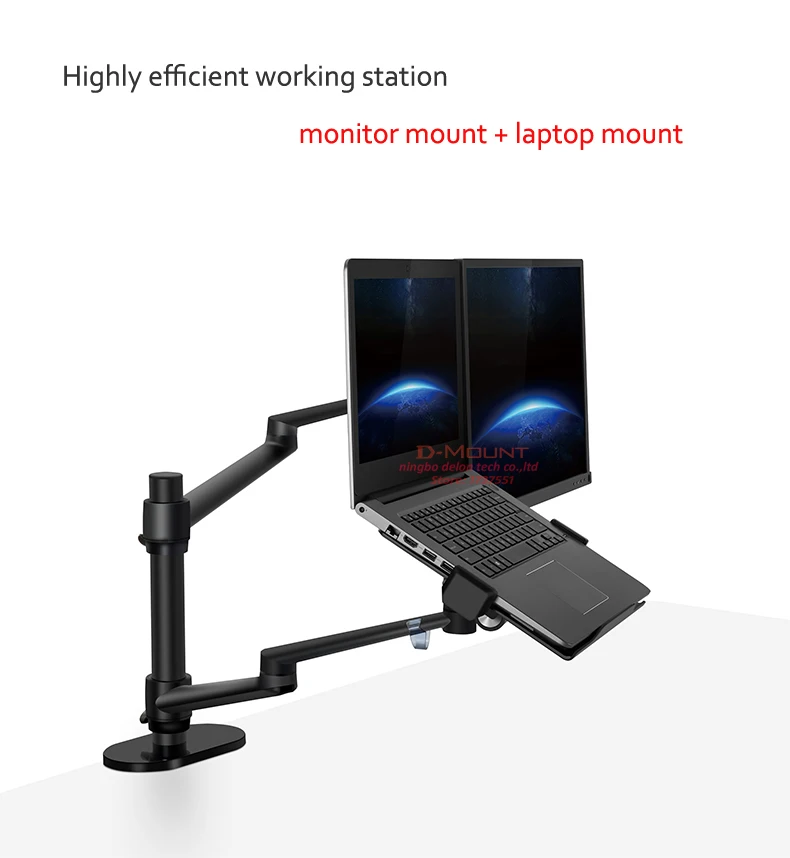 OL-3L OL-3T Aluminum Silver Ergonomics 10'-17' Desk Laptop Stand 32' Monitor Desktop Bracket Computer Mount Full Motion Column