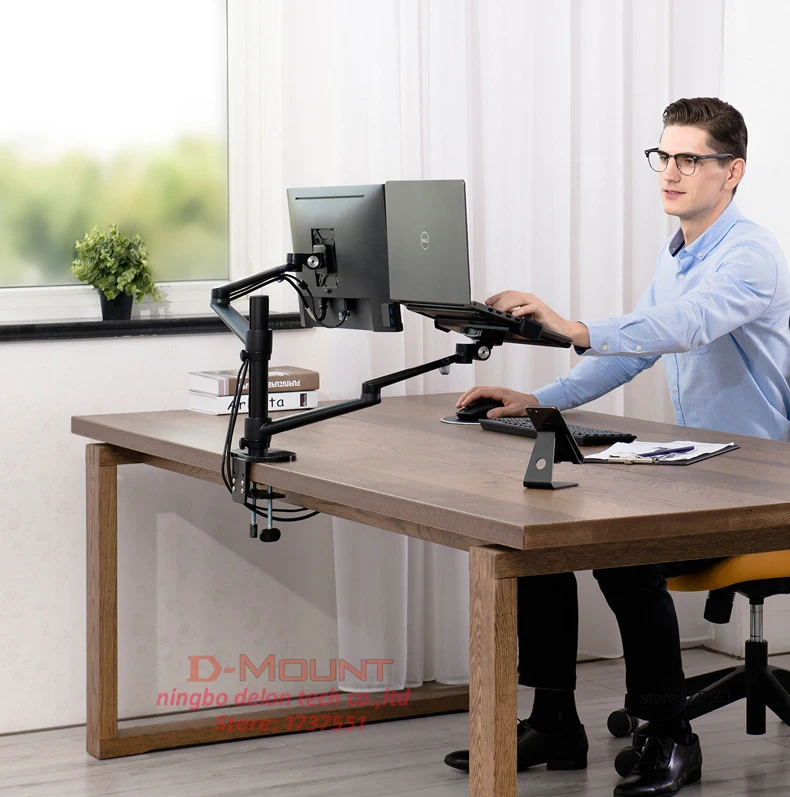 OL-3L OL-3T Aluminum Silver Ergonomics 10'-17' Desk Laptop Stand 32' Monitor Desktop Bracket Computer Mount Full Motion Column