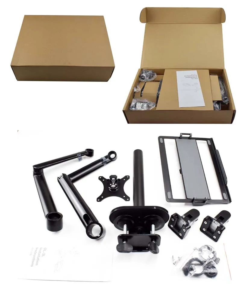 OL-3L OL-3T Aluminum Silver Ergonomics 10'-17' Desk Laptop Stand 32' Monitor Desktop Bracket Computer Mount Full Motion Column