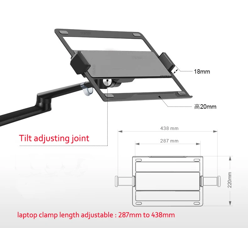 OL-3L OL-3T Aluminum Silver Ergonomics 10'-17' Desk Laptop Stand 32' Monitor Desktop Bracket Computer Mount Full Motion Column