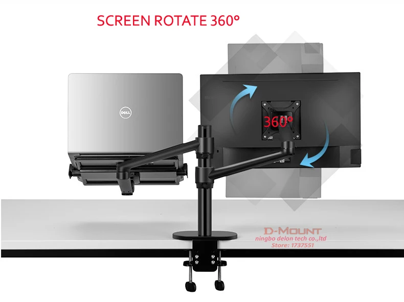 OL-3L OL-3T Aluminum Silver Ergonomics 10'-17' Desk Laptop Stand 32' Monitor Desktop Bracket Computer Mount Full Motion Column