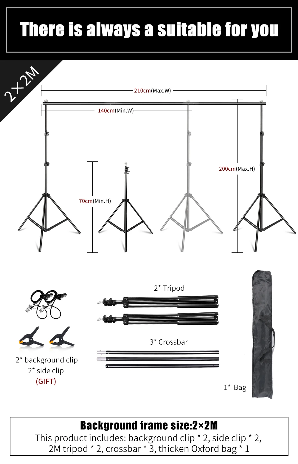 2X2 2X3 2.6X3M Background Stand Photography Photo Studio Green Screen Backdrops Chromakey Support System Frame Video for Parties