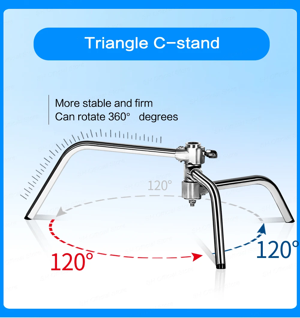 C-Stand Photography Stand Stainless Steel with Hold Arm and Grip Head Upgraded Max Height 260cm with One Adjustable Magical Leg