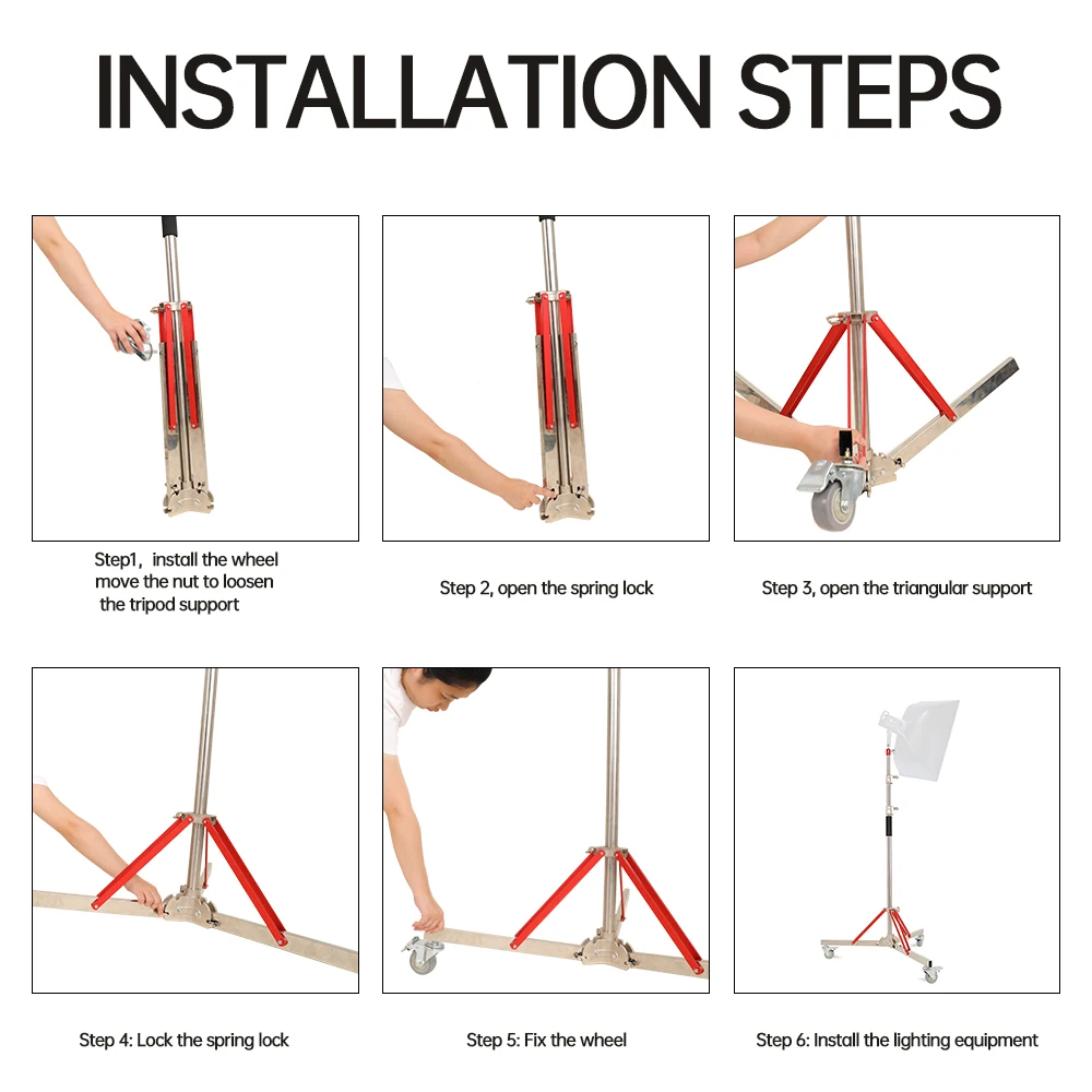C-Stand Photography Stand Stainless Steel with Hold Arm and Grip Head Upgraded Max Height 260cm with One Adjustable Magical Leg