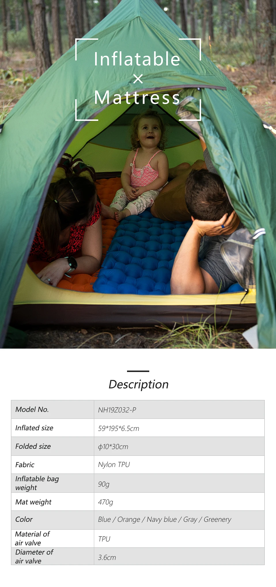 Naturehike Inflatable Mattress Air Mattress Ultralight Outdoor Sleeping Pad Folding Bed Sleeping Mat Hiking Camping Mattress
