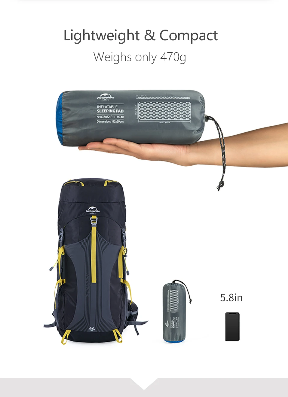 Naturehike Inflatable Mattress Air Mattress Ultralight Outdoor Sleeping Pad Folding Bed Sleeping Mat Hiking Camping Mattress