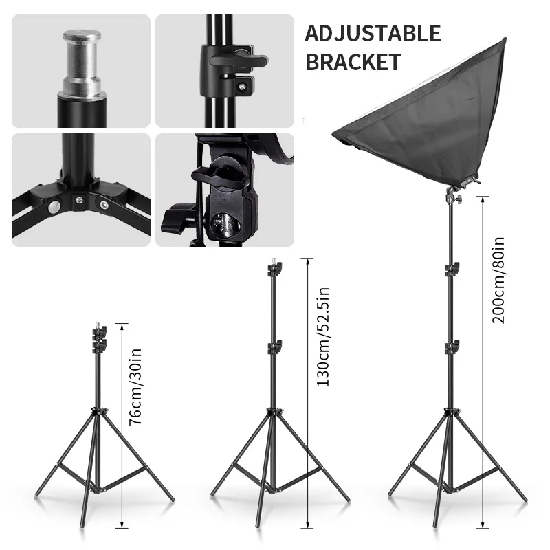 SH Photo Studio Softbox Light Kit Photographic Equipment Four Lamp Holders Continuous Light System With E27 Bulb Accessories