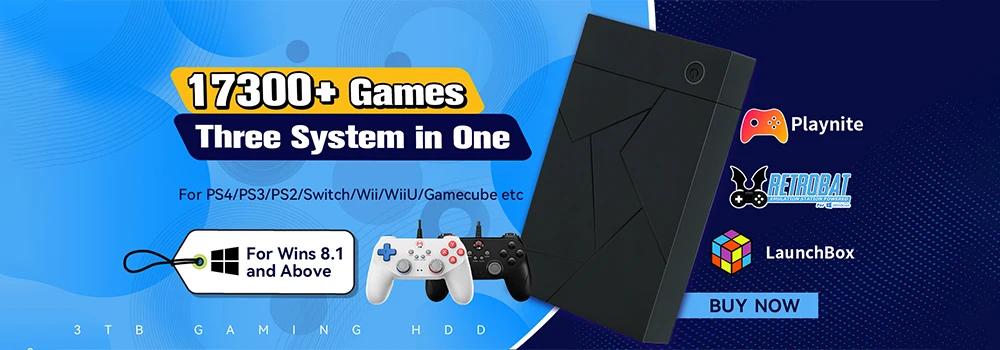 Batocera.Linux 35 2TB Gaming HDD Portable Game Hard Drive with 52000+ Games for PS3/PS2/Wii/WiiU/N64/MAME/SS, Compatible with PC