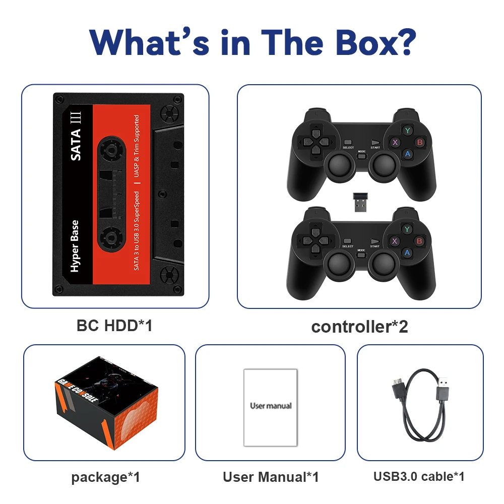 Batocera.Linux 35 2TB Gaming HDD Portable Game Hard Drive with 52000+ Games for PS3/PS2/Wii/WiiU/N64/MAME/SS, Compatible with PC