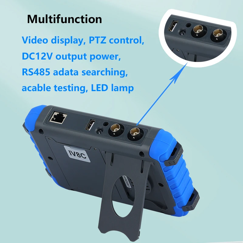 5.0 inch Monitor CVBS 8MP AHD/CVI/TVI 4-In-1 Camera Tester IV8W Tester Portable Tester Support PTZ Audio VGA HDMI Input