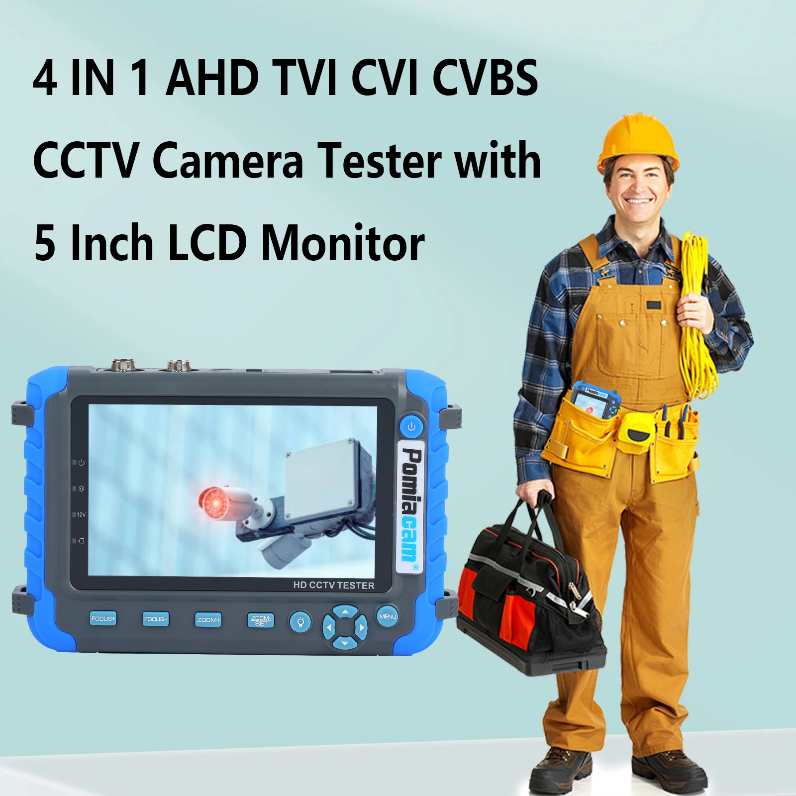 5.0 inch Monitor CVBS 8MP AHD/CVI/TVI 4-In-1 Camera Tester IV8W Tester Portable Tester Support PTZ Audio VGA HDMI Input