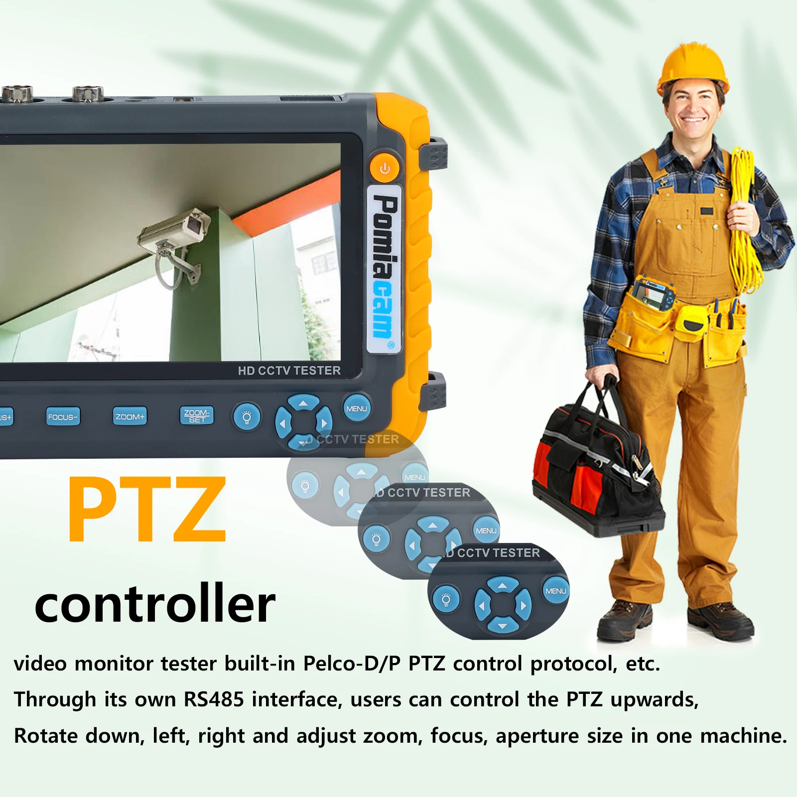 5.0 inch Monitor CVBS 8MP AHD/CVI/TVI 4-In-1 Camera Tester IV8W Tester Portable Tester Support PTZ Audio VGA HDMI Input