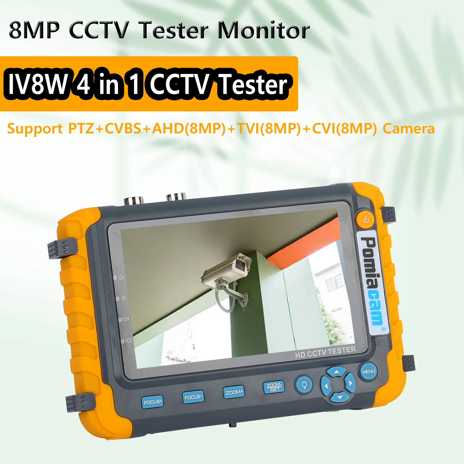 5.0 inch Monitor CVBS 8MP AHD/CVI/TVI 4-In-1 Camera Tester IV8W Tester Portable Tester Support PTZ Audio VGA HDMI Input