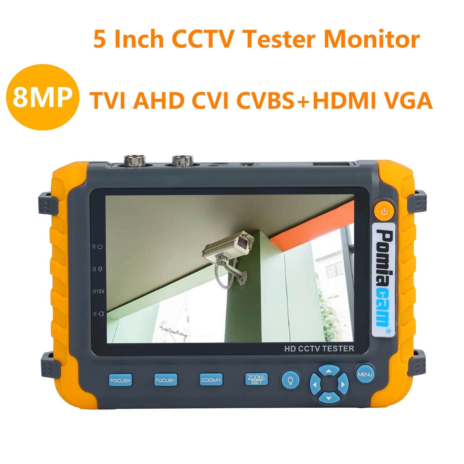 5.0 inch Monitor CVBS 8MP AHD/CVI/TVI 4-In-1 Camera Tester IV8W Tester Portable Tester Support PTZ Audio VGA HDMI Input