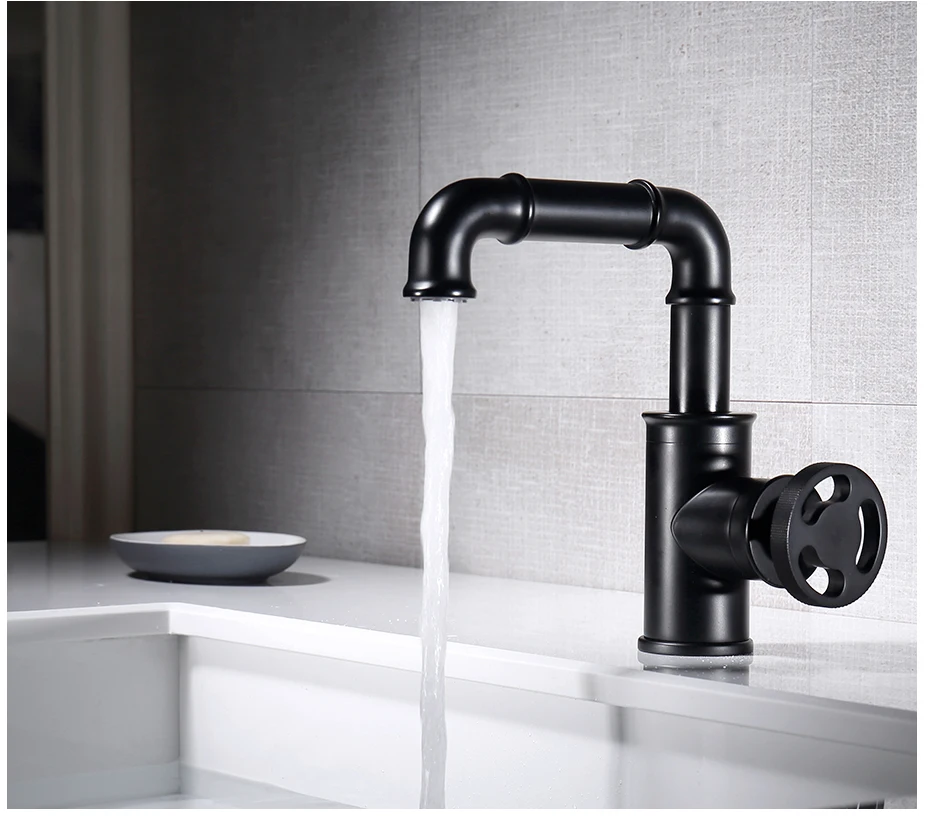 Basin Faucets Black Color Brass Crane Bathroom Faucets Hot And Cold Water Mixer Tap Contemporary Mixer Tap Torneira WF-20A02