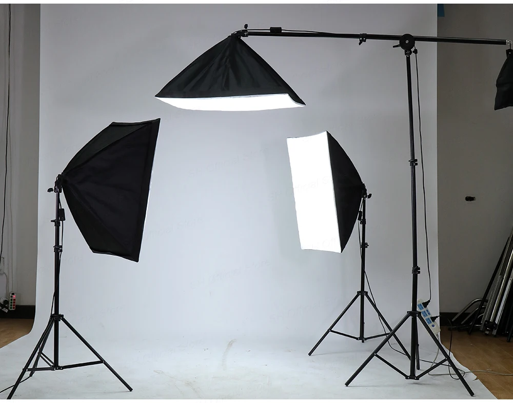 Photography Lighting Kit With 2x2M Photo Background Muslin Backdrops Softbox Light Stand Portable Bag Soft BoxFor Photo Studio