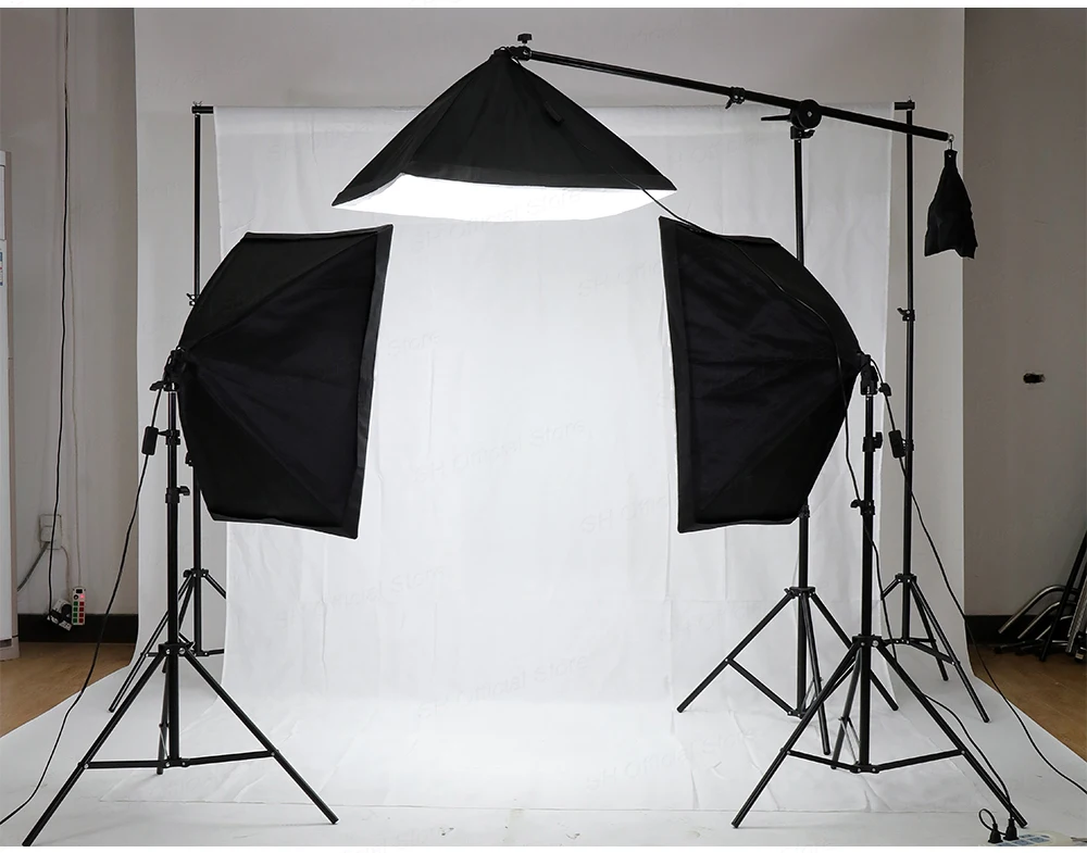 Photography Lighting Kit With 2x2M Photo Background Muslin Backdrops Softbox Light Stand Portable Bag Soft BoxFor Photo Studio