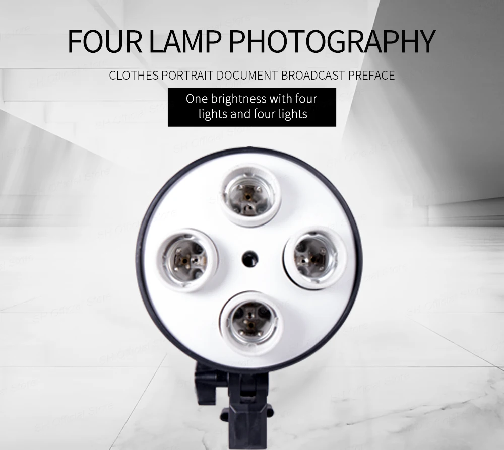 SH Photography Four Lamp Holder Softbox 50x70CM Photo Studio Lighting Kit Softbox Kits Soft Box Photographic Equipment E27 Base
