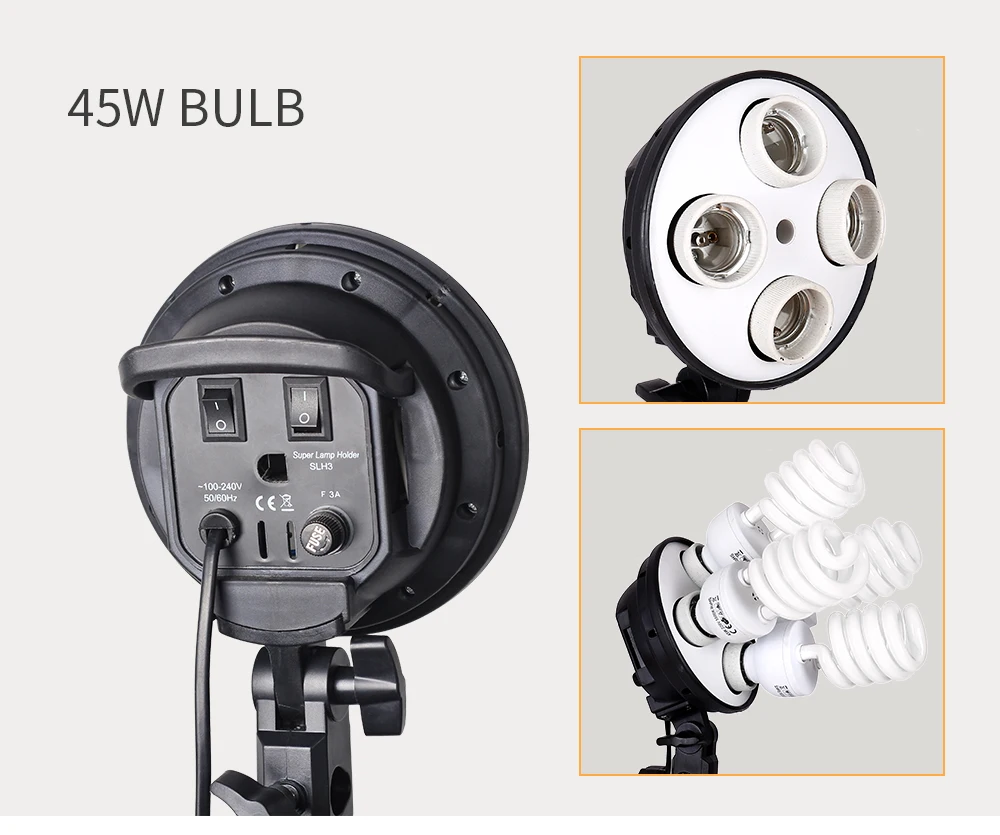 SH Photography Four Lamp Holder Softbox 50x70CM Photo Studio Lighting Kit Softbox Kits Soft Box Photographic Equipment E27 Base