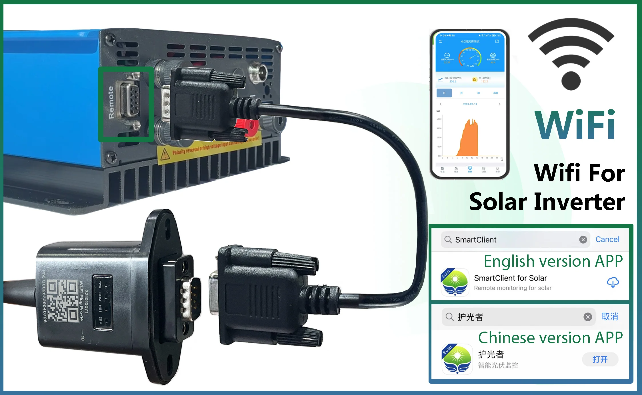 WiFi Plug For SUN Series On Grid Tie Solar Inverter MPPT Wind Inverter SUN1000G2 2000W 1KW Limiter Sensor