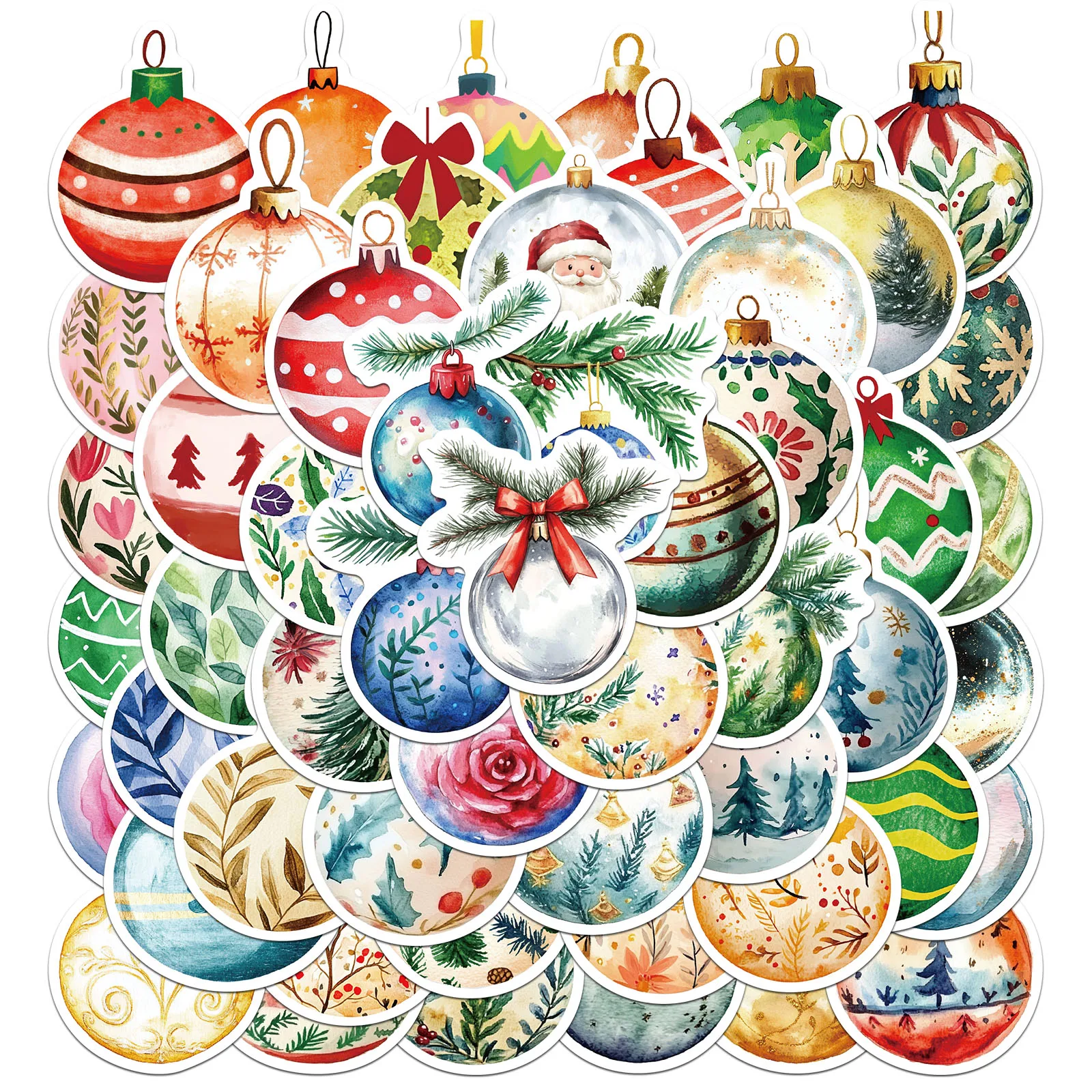 56PCS Christmas Ball Stickers Exquisite Handheld Account Materials Phone Cases Laptop Suitcases Water Cups Waterproof Stickers