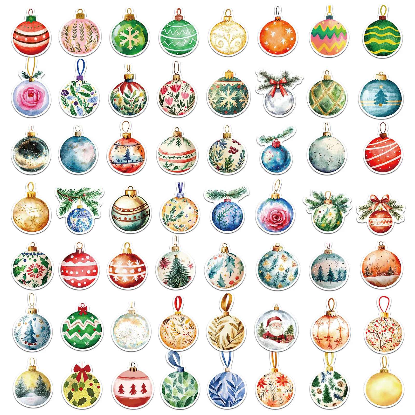 56PCS Christmas Ball Stickers Exquisite Handheld Account Materials Phone Cases Laptop Suitcases Water Cups Waterproof Stickers