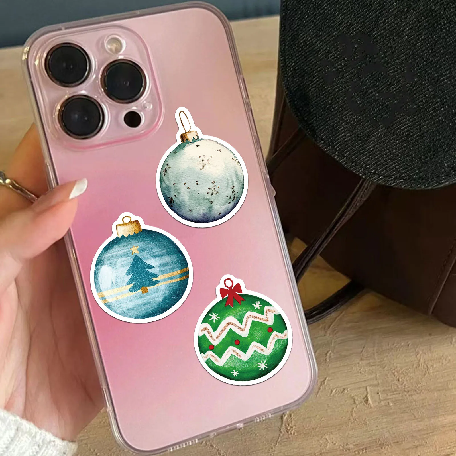 56PCS Christmas Ball Stickers Exquisite Handheld Account Materials Phone Cases Laptop Suitcases Water Cups Waterproof Stickers