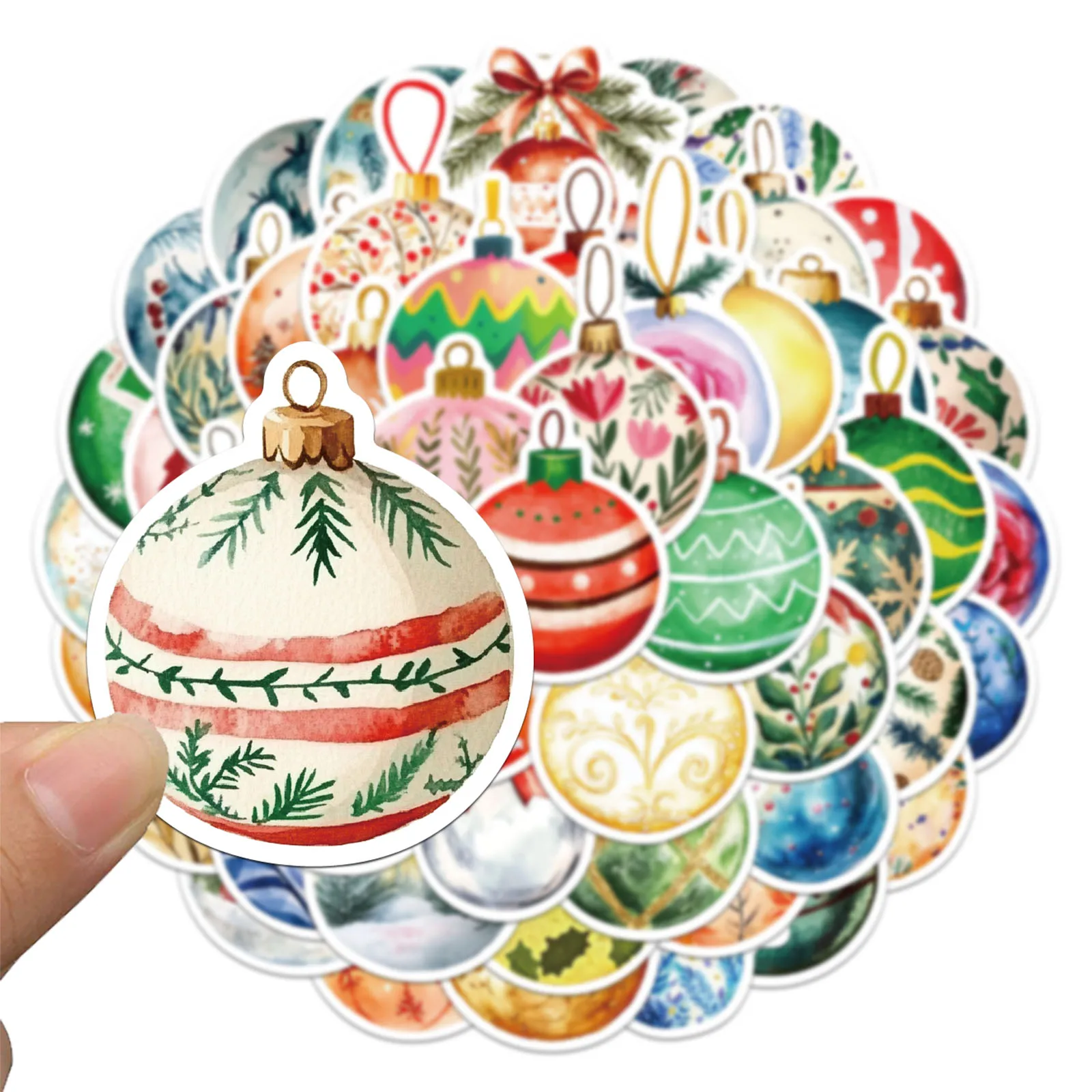 56PCS Christmas Ball Stickers Exquisite Handheld Account Materials Phone Cases Laptop Suitcases Water Cups Waterproof Stickers