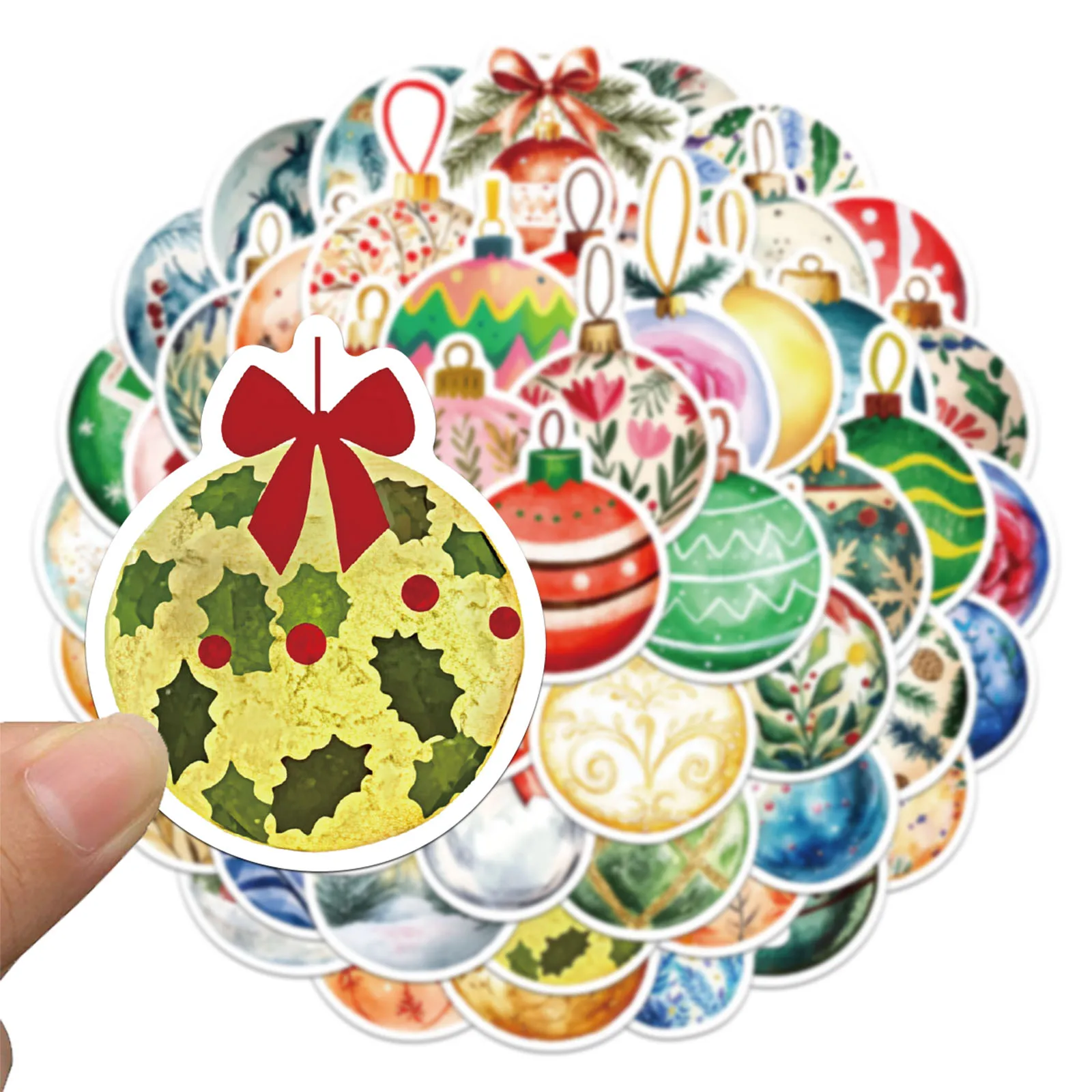 56PCS Christmas Ball Stickers Exquisite Handheld Account Materials Phone Cases Laptop Suitcases Water Cups Waterproof Stickers