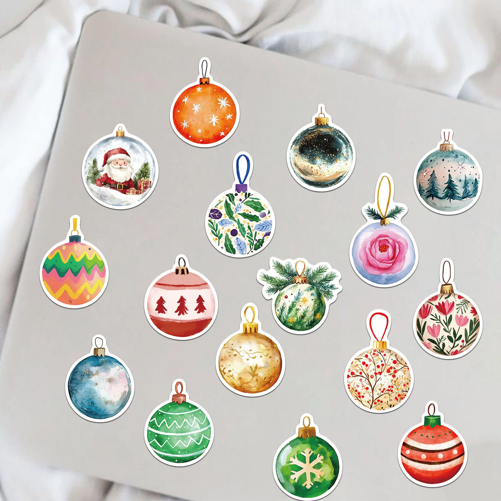 56PCS Christmas Ball Stickers Exquisite Handheld Account Materials Phone Cases Laptop Suitcases Water Cups Waterproof Stickers