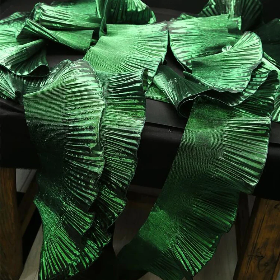 1 Yard Metallic Big Wave Lace Fabric Sew Dress Accessories 15CM Wide and Christmas Holiday Decorative Accessories