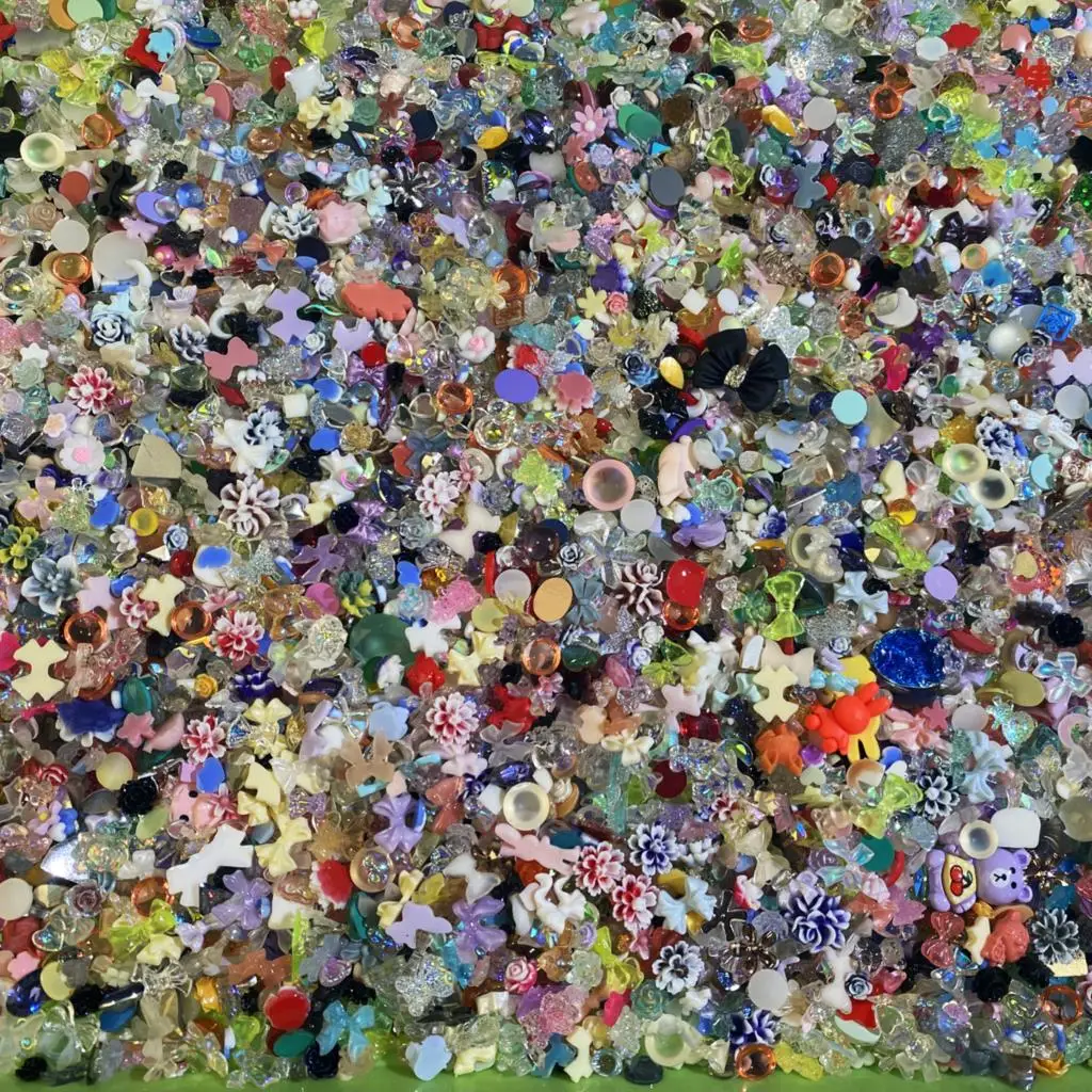600/500/100Pcs Mixed Resin Bow/Flowers Nail Art Charms 3D Colorful Acrylic Bow Fairy Rhinestone Decor DIY Christmas Bow Parts